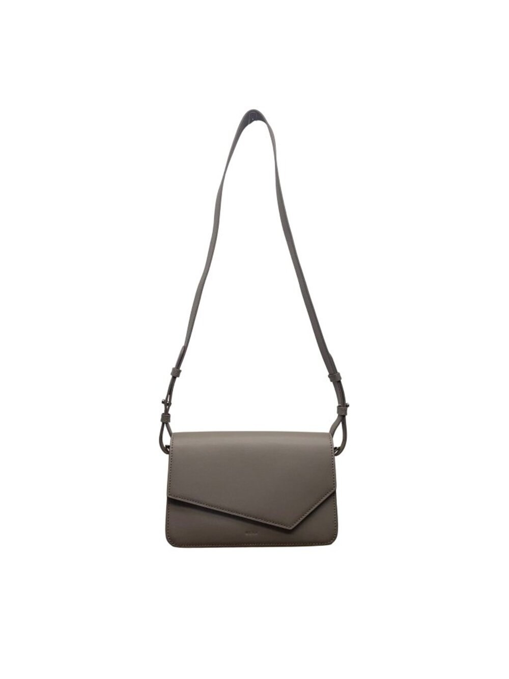 Wera Women’s Gray Leather Envelope Flap Adjustable Strap Compact Crossbody Bag